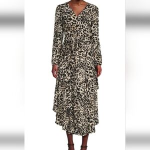 Vince Camuto Long Sleeve V-Neck Tie Waist Maxi Dress